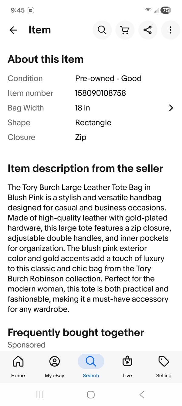 Large Tory Burch Perry Triple Compartment Tote Pink Like New - Picture 8 of 10